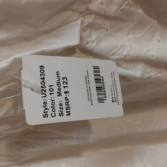 White Tiered V-Neck Sleeveless A-Line Dress 100% cotton - Picture 8 of 10